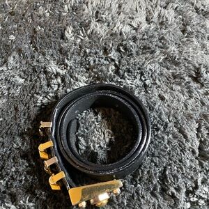 Versace Black Belt with Gold Accents